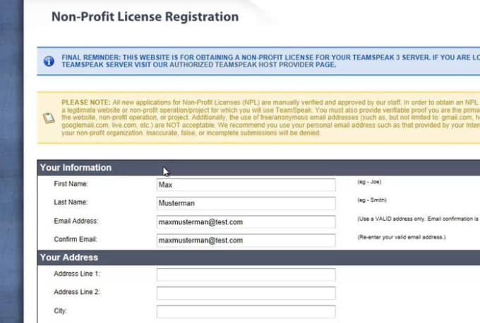 Teamspeak 3 Non-profit License